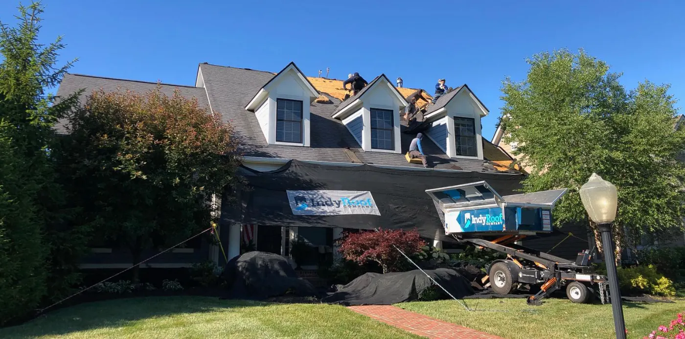 Tarping and dry-in on a Linton commercial roof